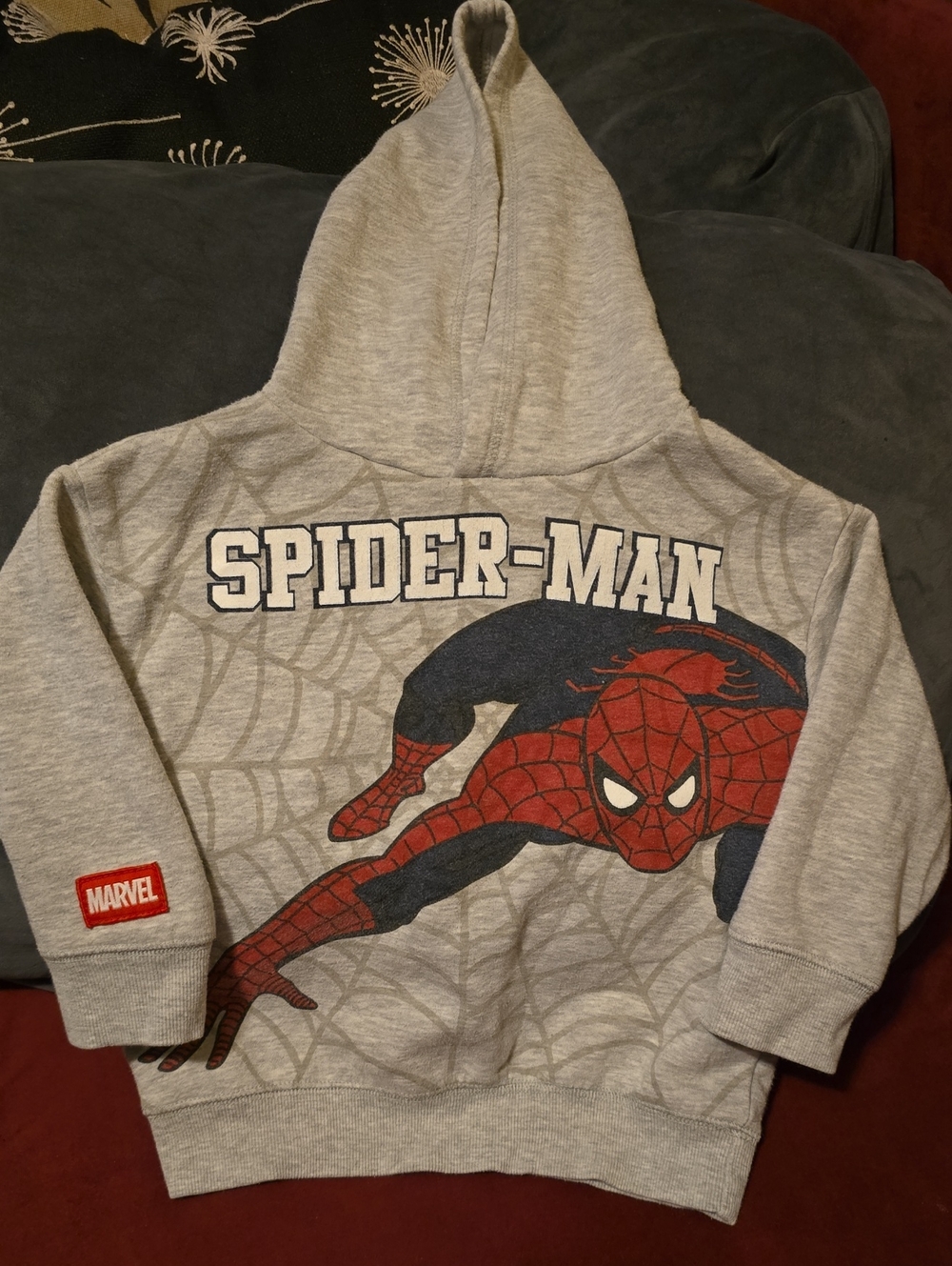 Marvel Spider-Man Gray Hoodie with Red & Navy Graphic
